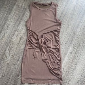 🤎Amazon dress, casual light brown dress, tie waistline